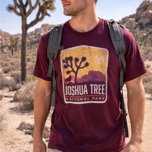 Joshua Tree National Park Graphic Tee Maroon Unisex L 100% Cotton [000123]